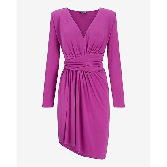 Express V-Neck Strong Shoulder Mini Dress XS - Picture 5 of 8